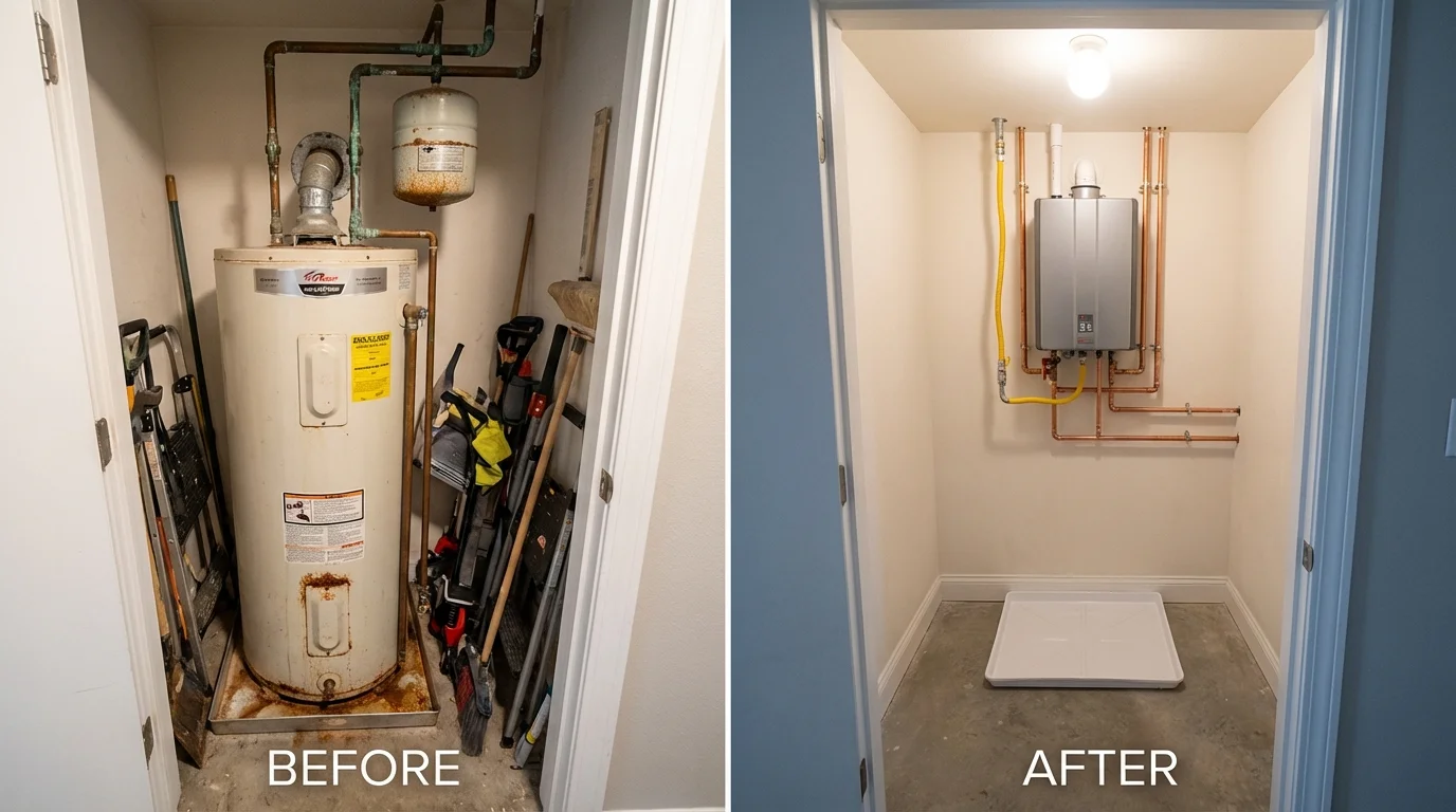 Tank water heater versus wall-mounted tankless unit comparison for Aberdeen, MS homeowners